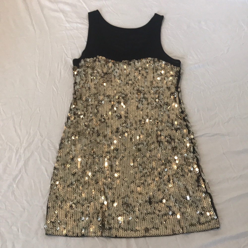 Gold sequins mini dress